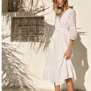 Zara Openwork Embroidered Midi Dress (M)